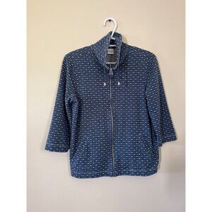 Weekends By Chico's Womens Size 0 US Size 4 Long Sleeve Polka Dotted Jacket